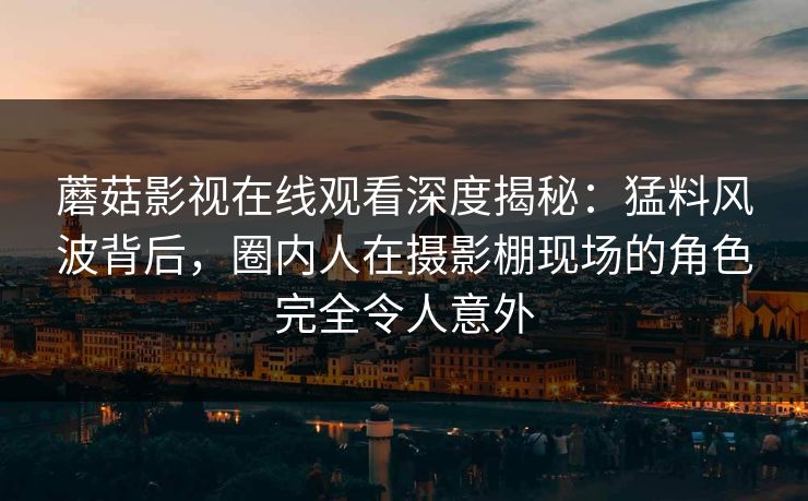 蘑菇影视在线观看深度揭秘：猛料风波背后，圈内人在摄影棚现场的角色完全令人意外