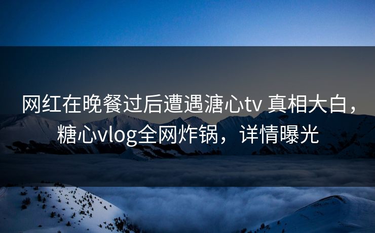 网红在晚餐过后遭遇溏心tv 真相大白,糖心vlog全网炸锅,详情曝光 网红在晚餐过后遭遇溏心tv 真相大白,糖心vlog全网炸锅,详情曝光