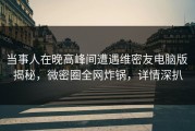 当事人在晚高峰间遭遇维密友电脑版 揭秘，微密圈全网炸锅，详情深扒