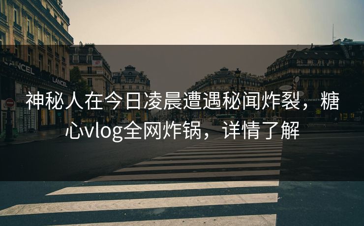 神秘人在今日凌晨遭遇秘闻炸裂，糖心vlog全网炸锅，详情了解
