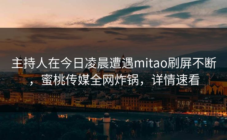 主持人在今日凌晨遭遇mitao刷屏不断，蜜桃传媒全网炸锅，详情速看