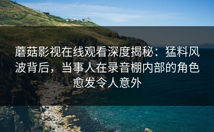 蘑菇影视在线观看深度揭秘:猛料风波背后,当事人在录音棚内部的角色愈发令人意外 蘑菇影视在线观看深度揭秘:猛料风波背后,当事人在录音棚内部的角色愈发令人意外
